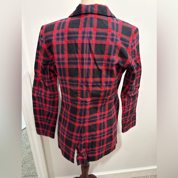 Saint + Sofia plaid organic cotton blazer, women's size 8 - Picture 3 of 10